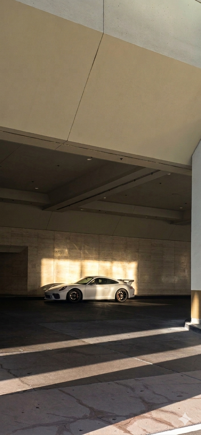 Porsche 911 GT3 in concrete bay